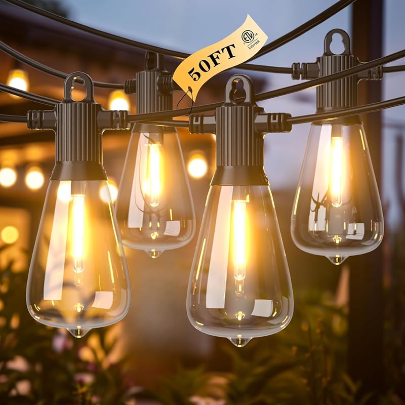 Kawaya 50FT LED Outdoor String Lights, 25+2 Shatterproof Vintage Ediso