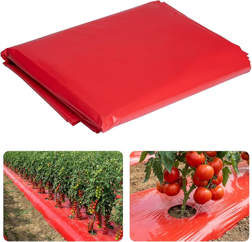 4 Mil Embossed Red Mulch Garden Plastic Film for Crops: Potato, Tomato