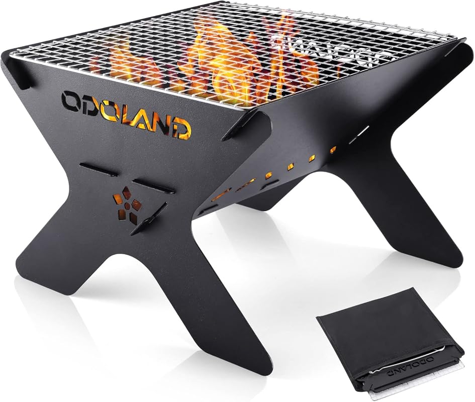 Odoland Portable Folding Camping Charcoal Grill with Carry Bag for Bac