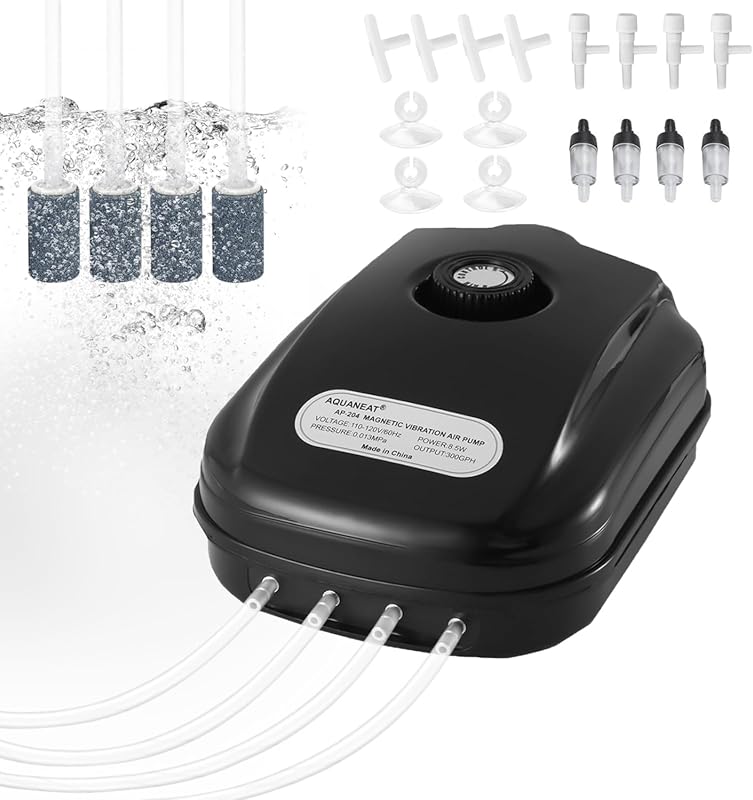 AQUANEAT 300GPH Powerful Aquarium Air Pump for 200 Gallon Fish Tanks, 