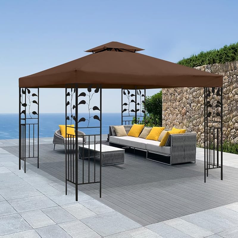 10x10 Double Tiered Gazebo Canopy Replacement Top Outdoor Shelter Cove