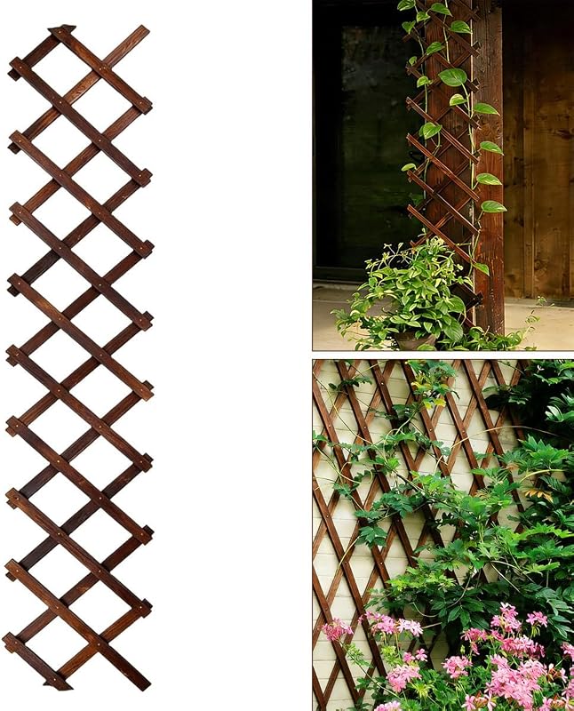 Expandable Garden Trellis, 13' x 68' Thickened Wooden Lattice Trellis 