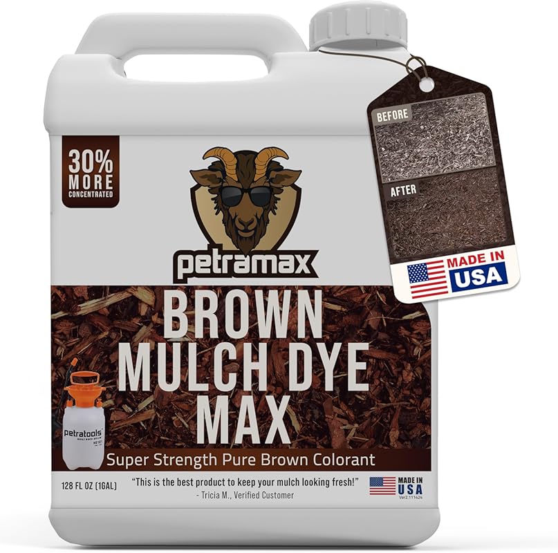 PETRAMAX Petra Brown Mulch Dye 1 Gallon, 14,400 Sq Ft Coverage for Lan