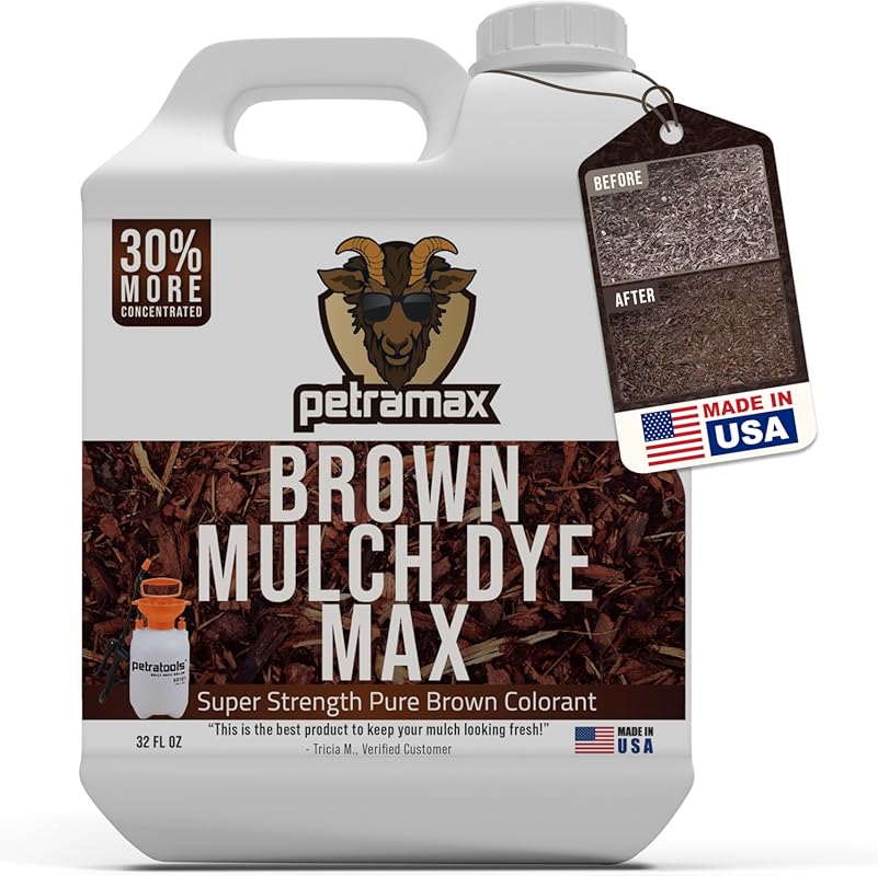 PETRAMAX Petra Brown Wood Mulch Dye, 32 Oz - Covers 3600 Sq Ft for Lan