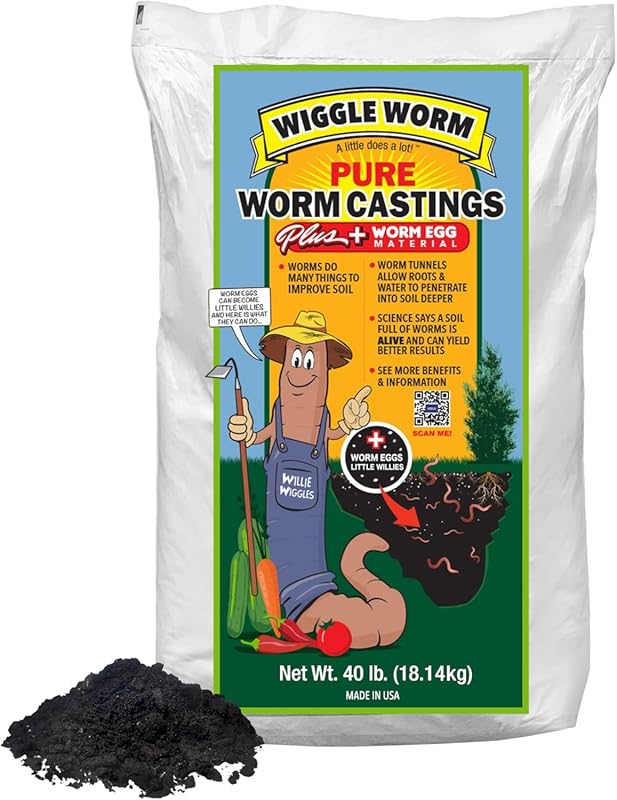 Wiggle Worm 100% Pure Organic Worm Castings & Egg Material, 40lbs Fert
