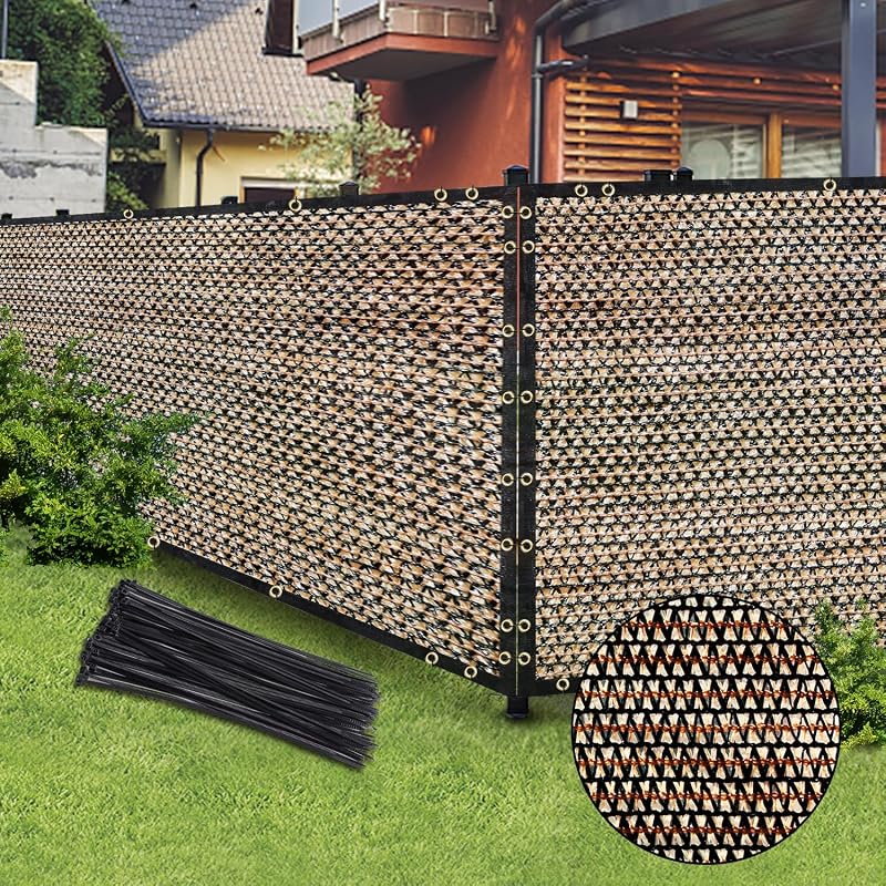 Brown 5x50ft Outdoor Privacy Screen Fence Mesh Shade Net for Garden Ba