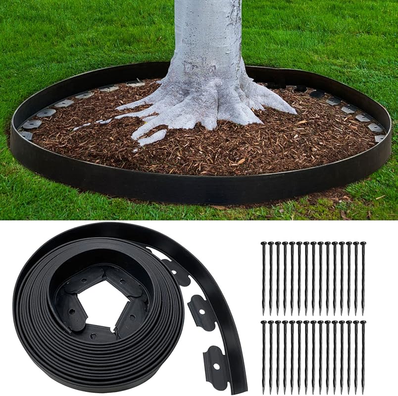 Flexible Plastic Landscape Edging Kit 33FT x 4IN Tall, Tool-Free Garde