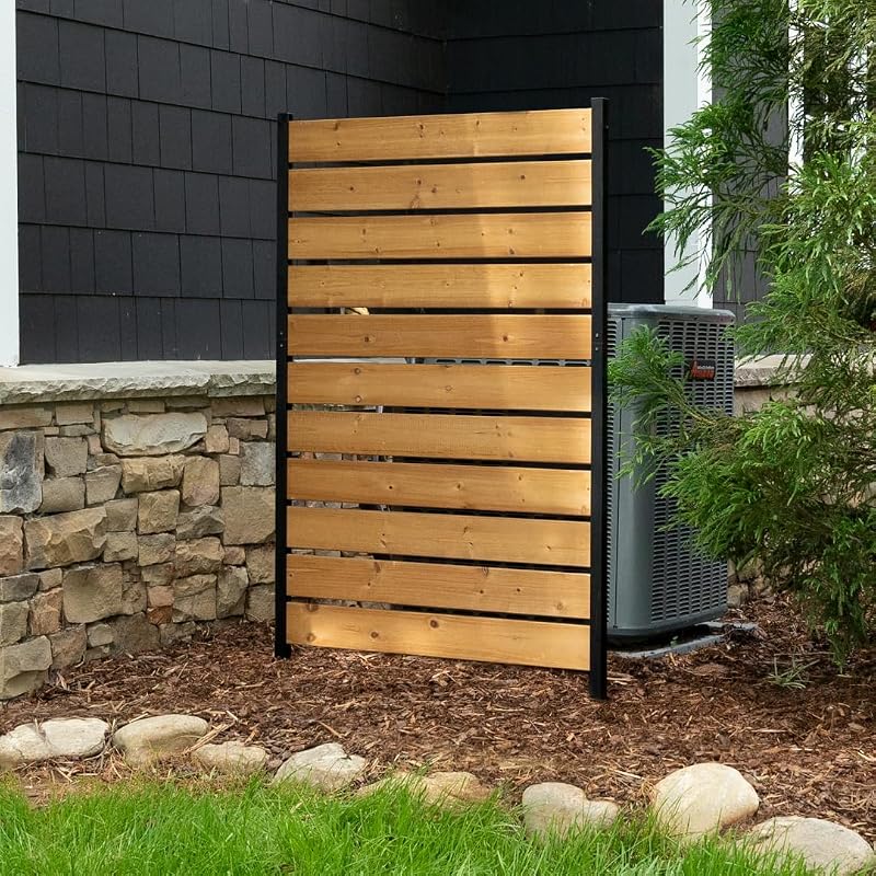 No Dig Enclo 5ft Cedar Wood Privacy Screen Panel for Trash Cans and Pa