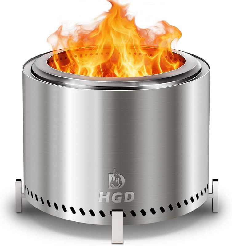 HGD 20 Inch Smokeless Patio Fire Pit, Outdoor Wood Burning Stove, Stai