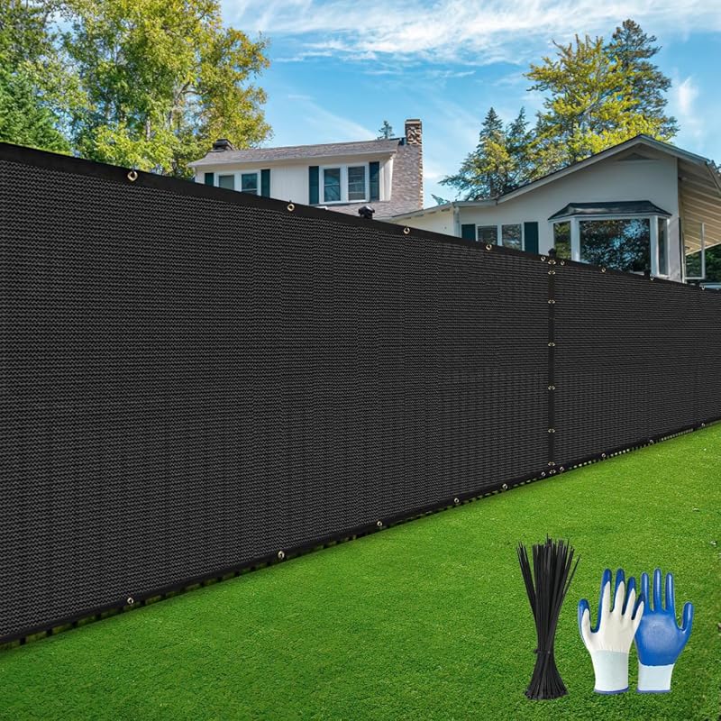 6x50ft Heavy Duty 98% Blockage Privacy Screen Fence with Gloves for Ou