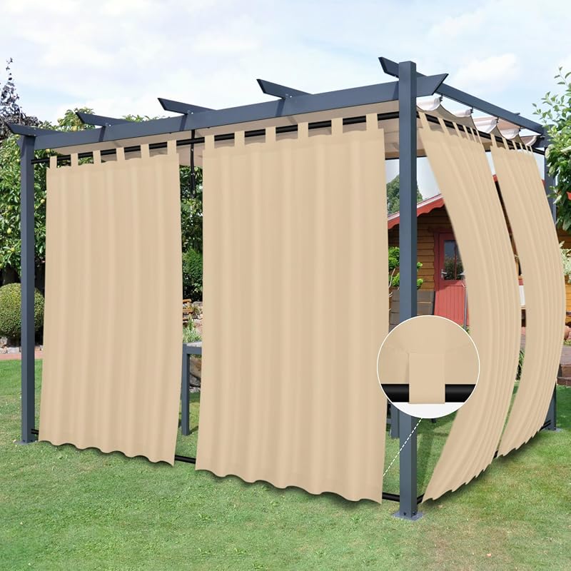 Easy-Going Outdoor Patio Curtains Detachable Tab Top Windproof Weather