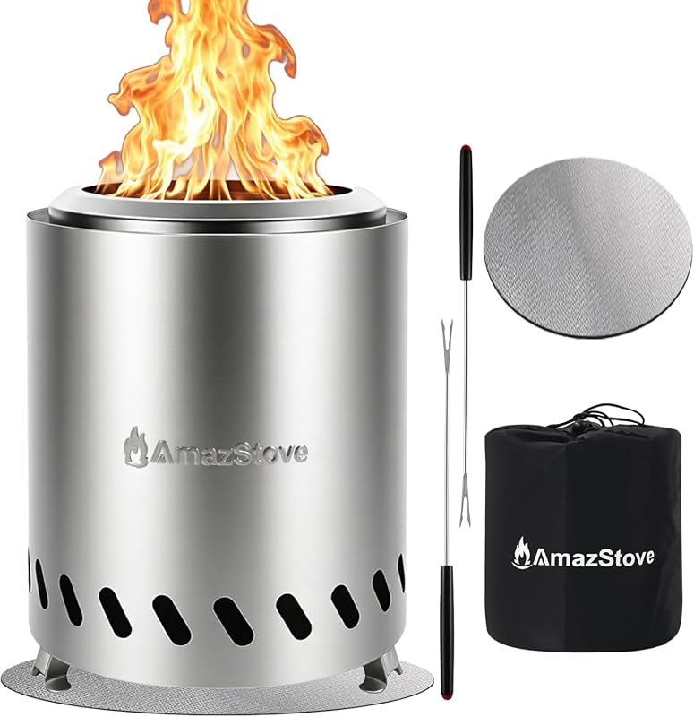 AmazStove 9.7x7.1 Inch Low Smoke Tabletop Fire Pit for Outdoor Camping