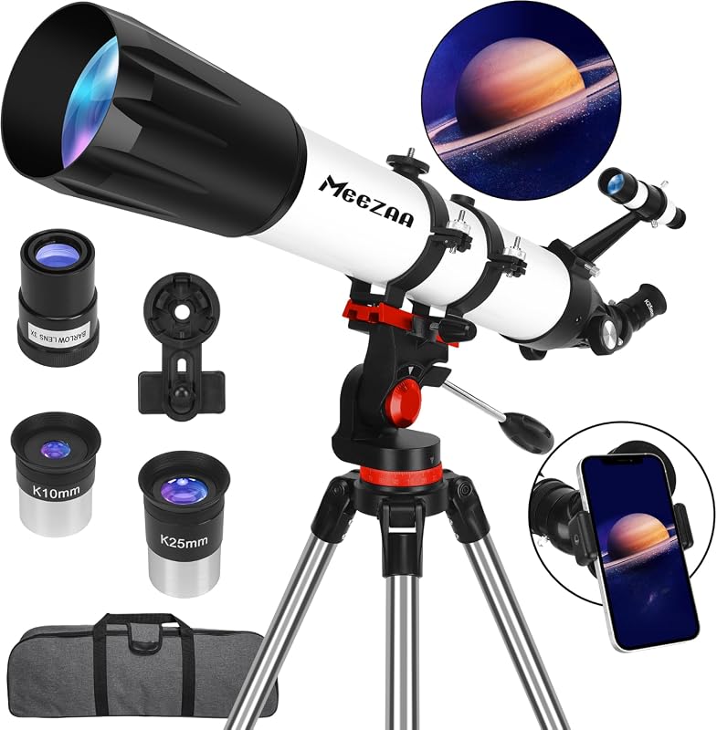 MEEZAA 90mm Aperture 800mm Professional Refractor Telescope for Adults