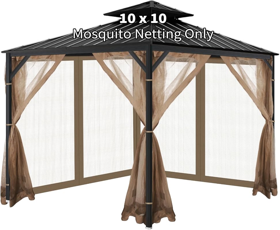 Universal Mosquito Netting 10x10 4-Panel Screen Walls with Zipper for 