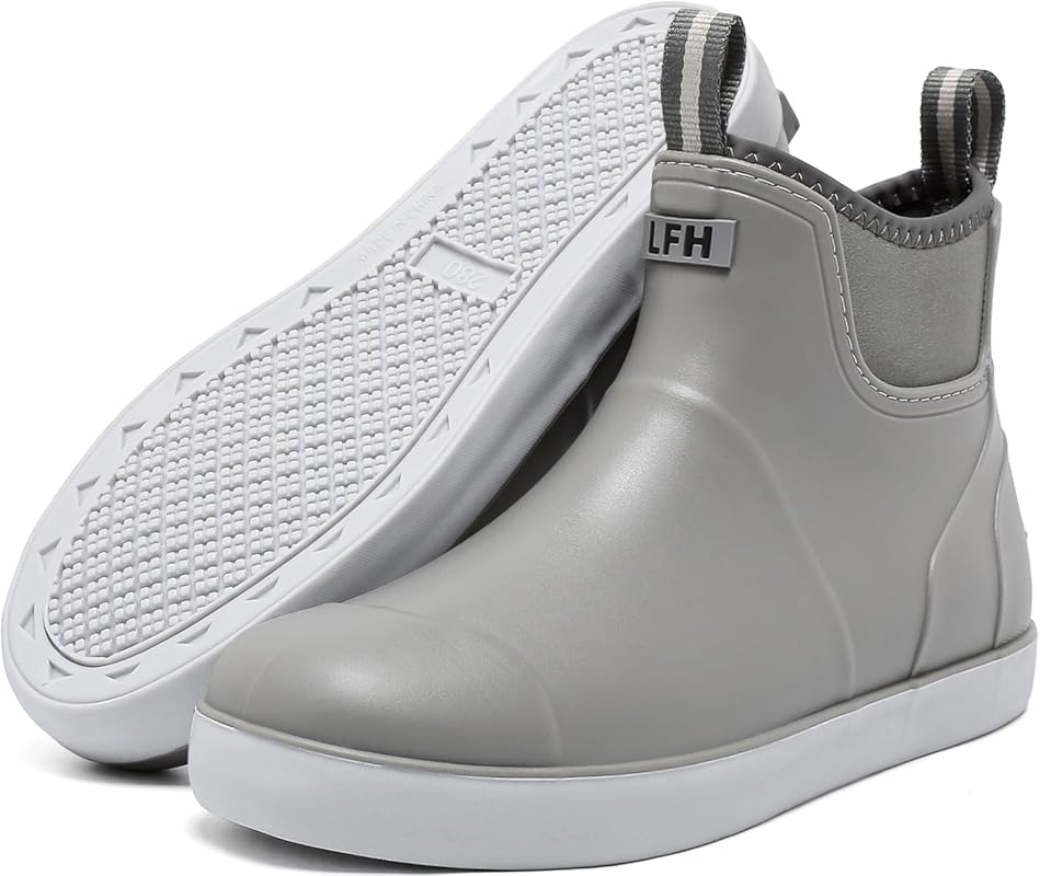 Men's Waterproof Ankle Deck Boots, Anti-Slip Comfort Rubber Chelsea Ra