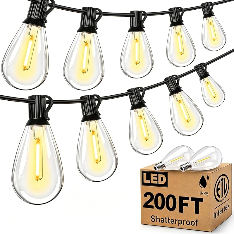 Tenmiro 200FT Ultra Long LED Outdoor Patio Lights, Waterproof with Sha