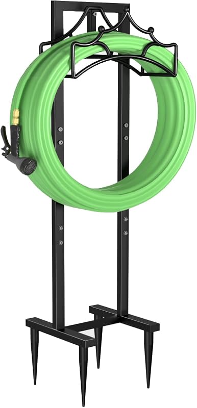 Garbuildman Garden Hose Holder with 4 Spikes Freestanding Metal Stand