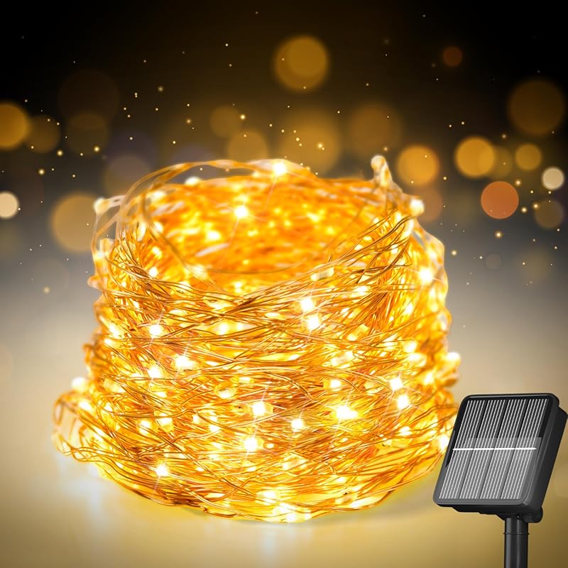 Selarlyt Solar Fairy Lights, 72ft 200 LED Waterproof, 8 Modes, Warm Wh