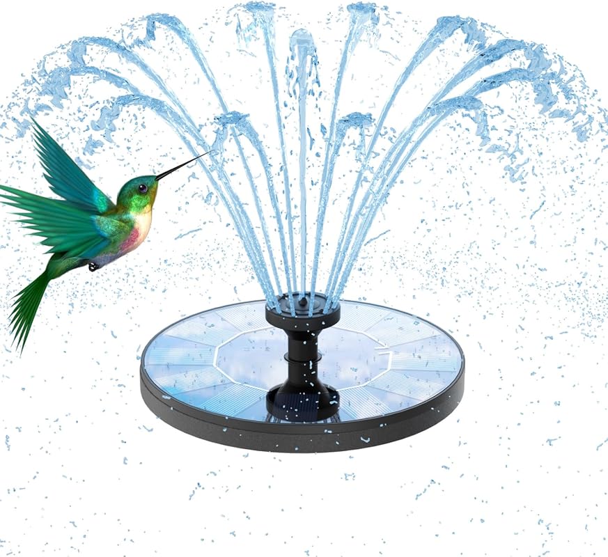 AMZtime Solar Water Fountain 6 Nozzles Floating Bird Bath Garden Pond 