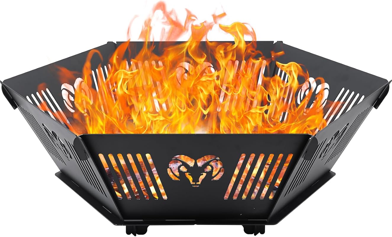 Portable 38.6 Inch Collapsible Fire Pit with Carry Bag, Folding Wood B