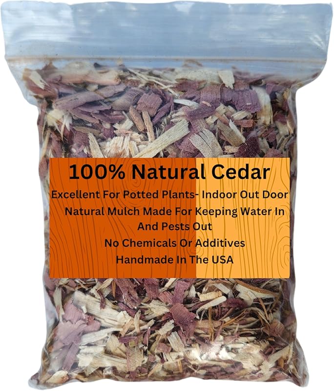 100% Natural Cedar Shavings Mulch for Outdoor Gardens, Indoor Potted P