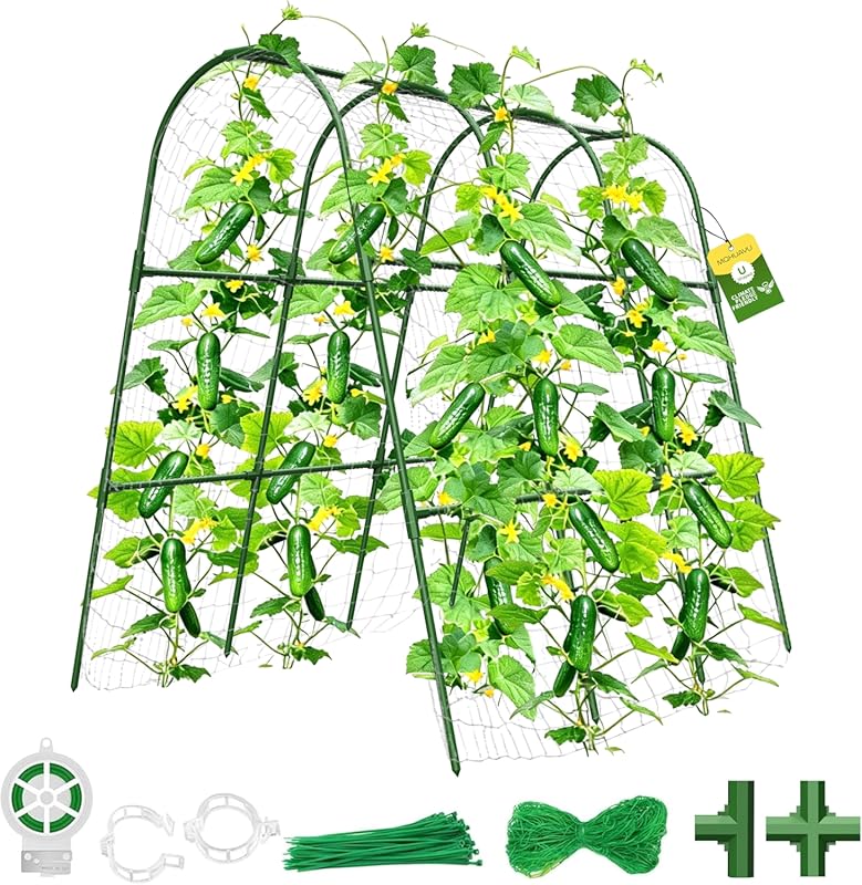 U-Shape Metal Arch Garden Trellis for Raised Beds, Outdoor Cucumber & 