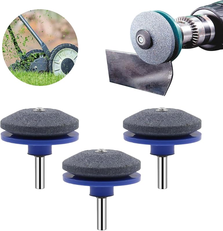 LawnMaster 3-Piece Blue Corundum Lawn Mower Blade Sharpener for Drills
