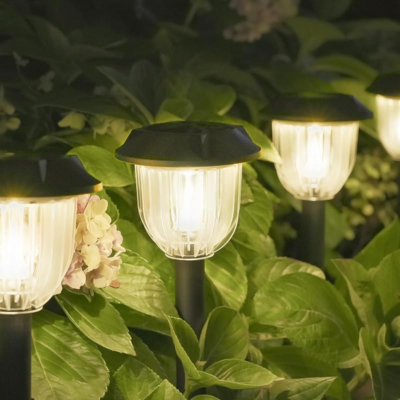 10 Pack Solar Pathway Lights Outdoor LED, IP65 Waterproof, Auto On/Off