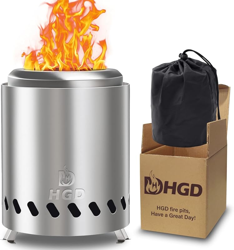 HGD Mini Smokeless Tabletop Fire Pit with Carry Bag for Camping and Ba