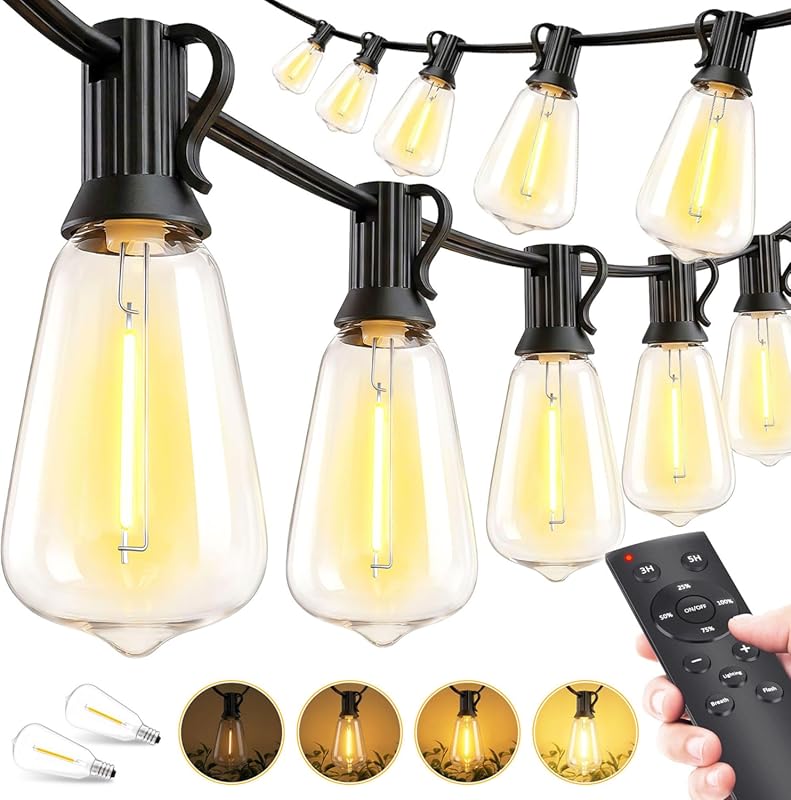 100ft Outdoor Waterproof LED String Lights with Shatterproof Edison Bu
