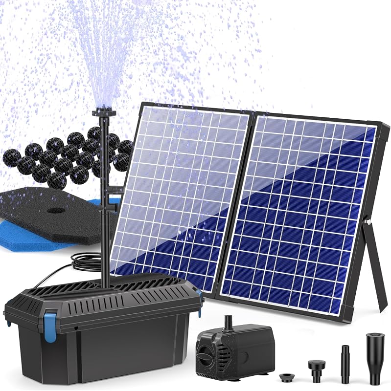 Biling 30W Solar Pond Filter Kit with 360 GPH Pump, Solar Panel for Ou