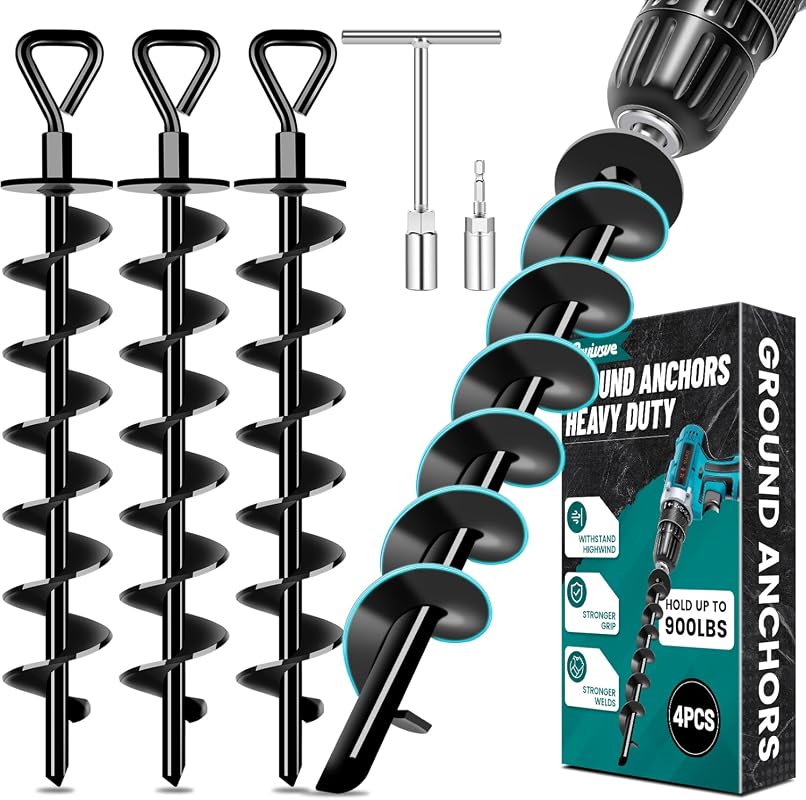 Heavy Duty Screw in Ground Anchors for Tent, Trampoline, Gazebo, Canop