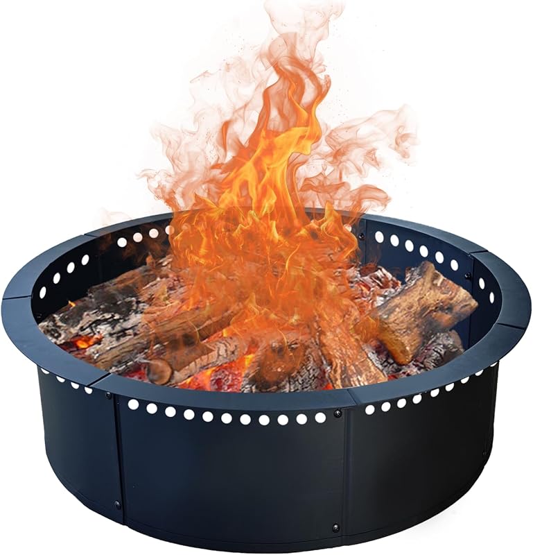 SoulMate 35-Inch Smokeless Fire Pit Ring, Heavy-Duty Steel Insert for DIY
