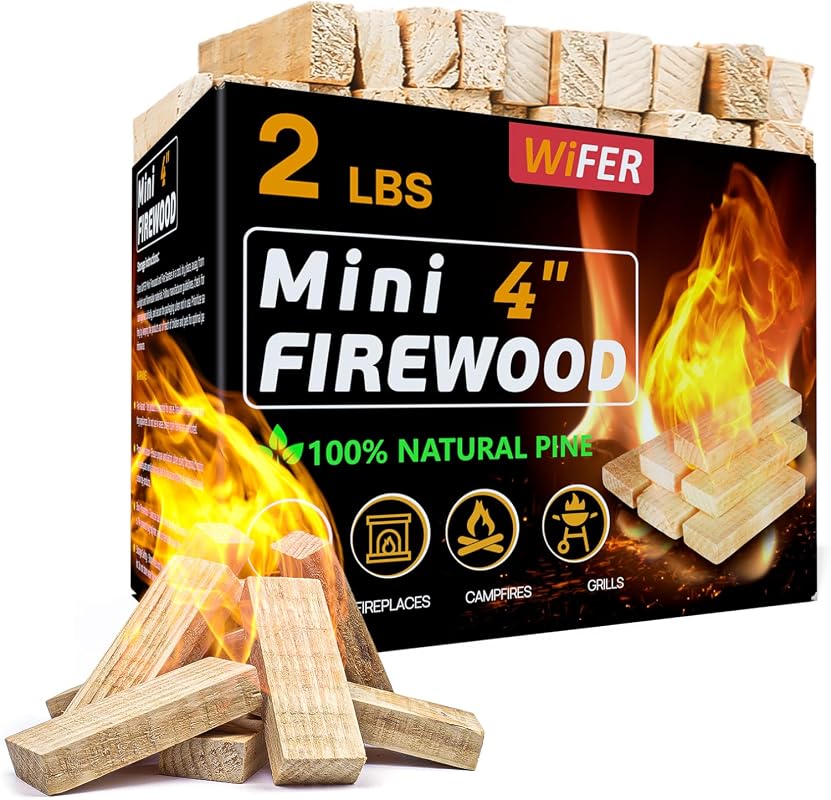4 Inch Kiln-Dried Pine Mini Fire Sticks – 2 Lb Firewood for Wood Stove