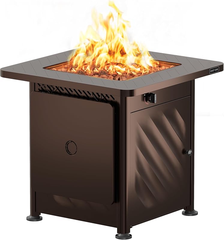 East Oak 28-Inch Propane Fire Pit Table 52,000 BTU with Hock Lid, Lava