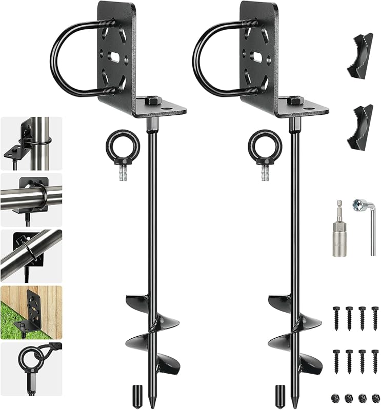 2 Pack Heavy Duty Ground Anchors 20-Inch Shed Anchor Kit for Gazebos S