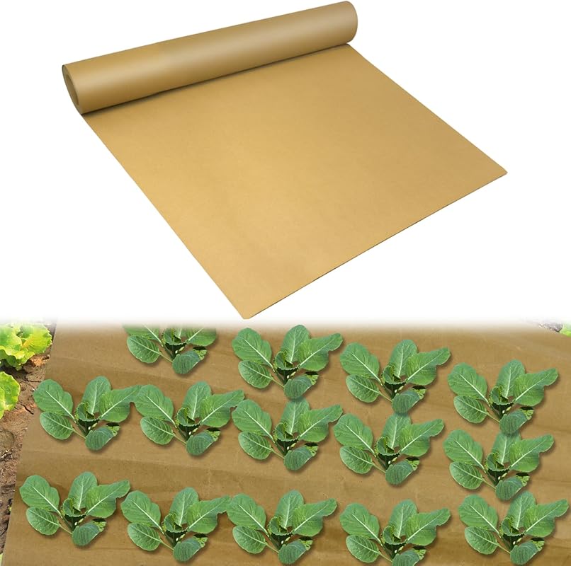 Heavy Duty 1.31x50 Ft Biodegradable Paper Weed Barrier Roll for Garden