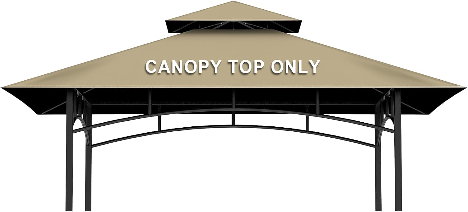 5x8 Waterproof Double Tiered Grill Gazebo Replacement Canopy Top for M