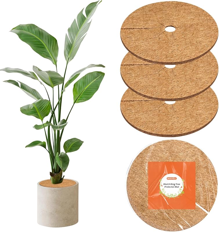 10 Inch 3 Pcs Coconut Fiber Mulch Rings, Coco Coir Tree Protector Mats