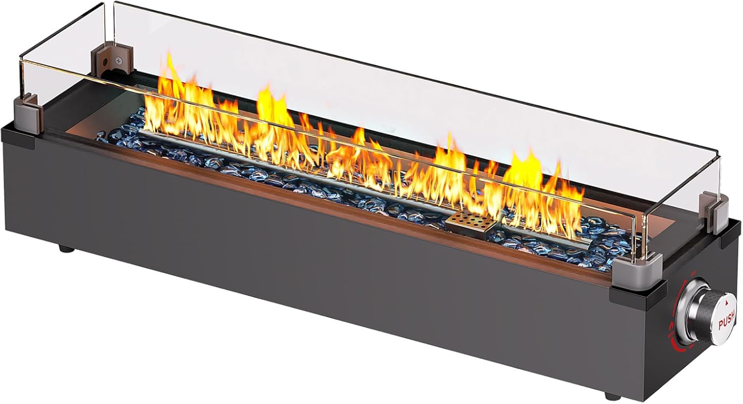 Ciays 28 Inch 50,000 BTU Propane Tabletop Fire Pit with Glass Wind Gua