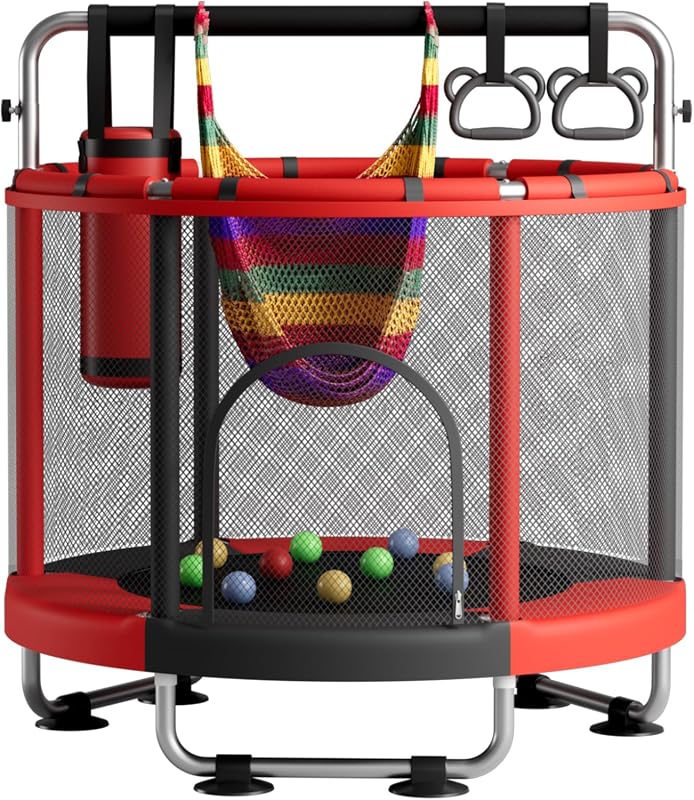 ZCMHAXJ 55 Inch Trampoline for Kids with Enclosure, Indoor Outdoor Tod