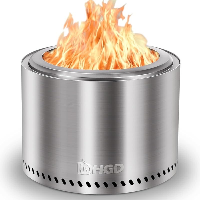 HGD 19.5 Inch Smokeless Fire Pit Outdoor, Stainless Steel Wood Burning