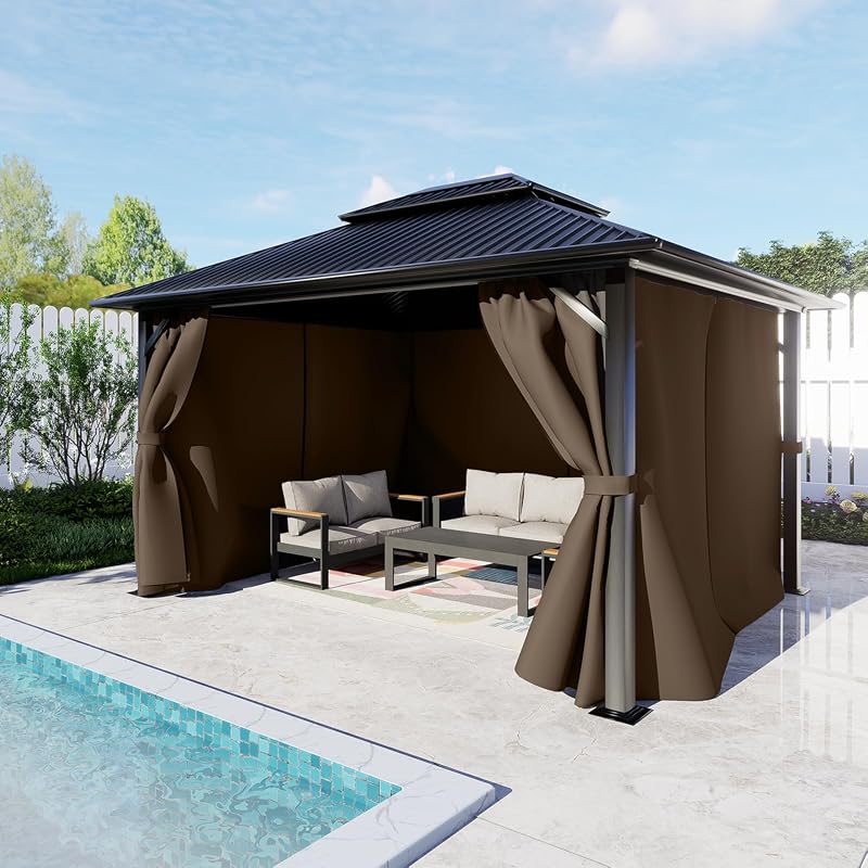 BPS 10x12 ft Gazebo Privacy Curtains with Double Zipper 4-Panel Univer