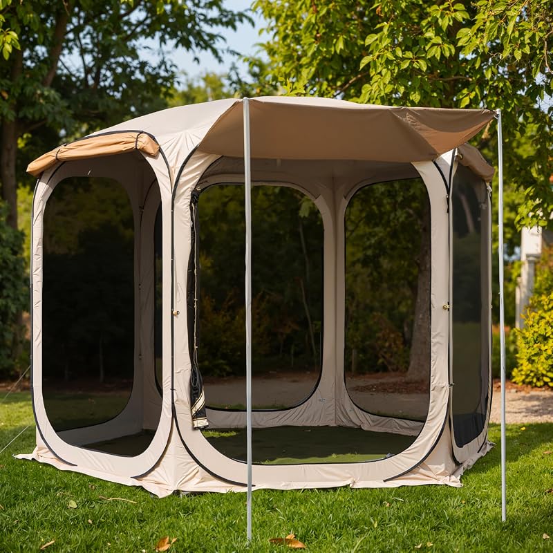 East Oak 10×10 FT Pop Up Canopy Tent with Mesh Walls