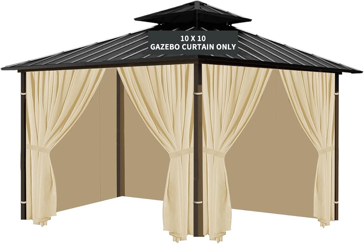 Gazebo Universal Replacement Privacy Curtain, 10'X10' Gazebo Curtains 