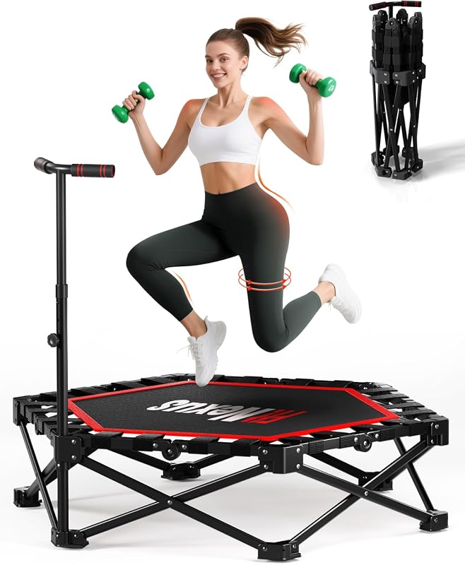 42 Inch Foldable Mini Trampoline for Adults, 450lb Fitness Rebounder w