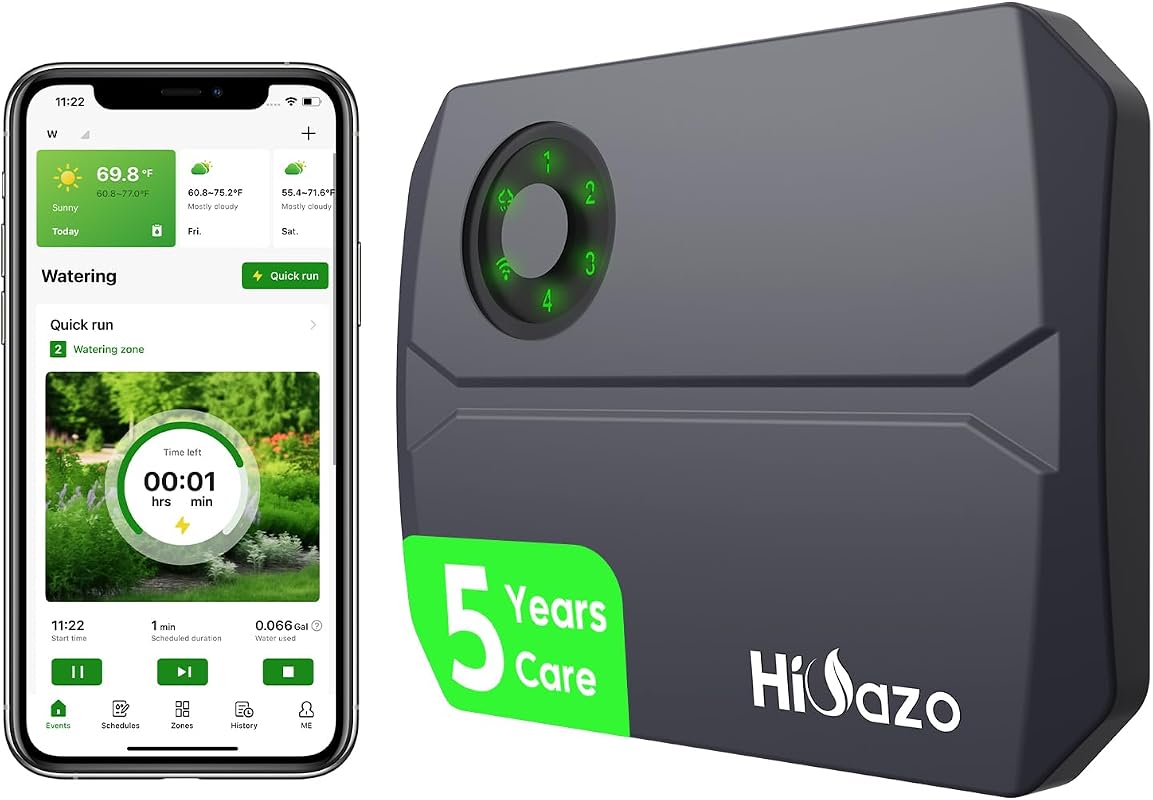 Smart 4-Zone WiFi Sprinkler Controller with Auto Rain Skip and Easy Ap