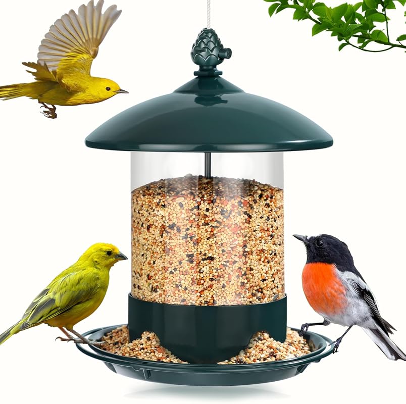 Gbekery Metal Bird Feeder for Outdoors Hanging, Weather Resistant with