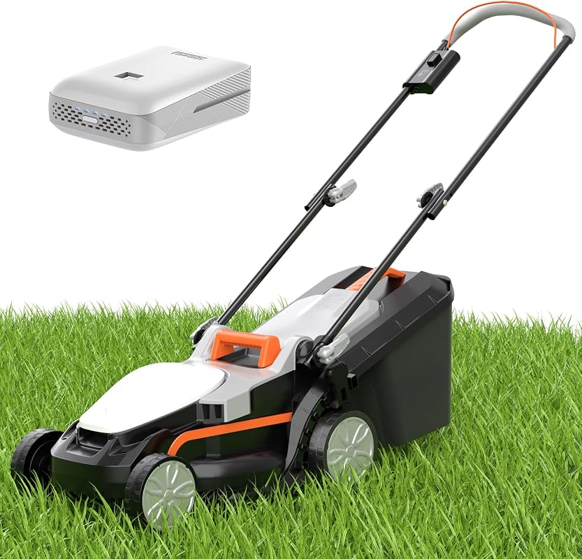 Litheli 4.0Ah Cordless Electric Lawn Mower 13.2-Inch Cutting Width wit