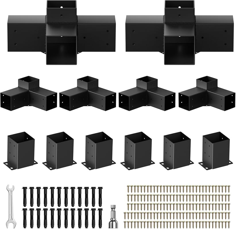 Heavy Duty Pergola Kit with Rust-Proof 3-Way & 4-Way Brackets for 4x4